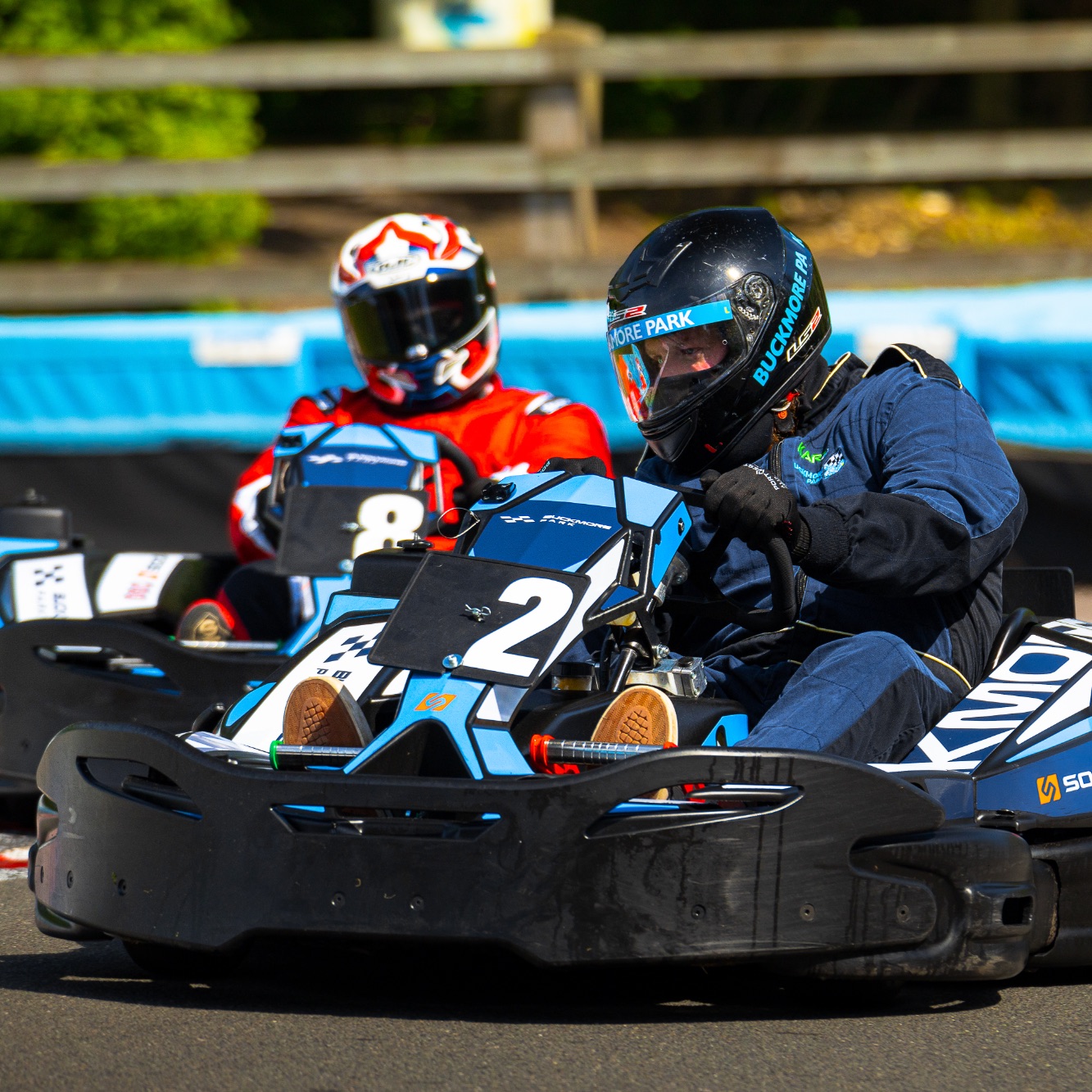 Two drivers racing each other